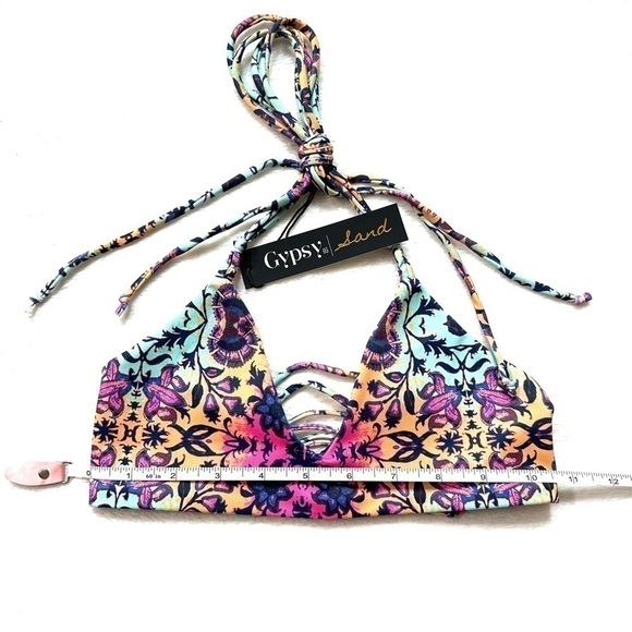 NWT Gypsy 05 Sand Multicolor Strappy Boho Swim Top Mosaic - Picture 6 of 6